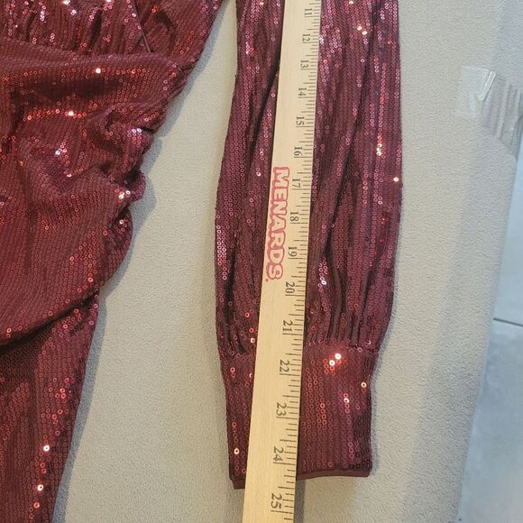 Dynamite Red Sequence Wrap Mini Dress Size medium - Picture 7 of 9